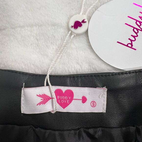 Buddy Love Black and Silver Metallic Faux Leather Mini Skirt NWT - Picture 5 of 8